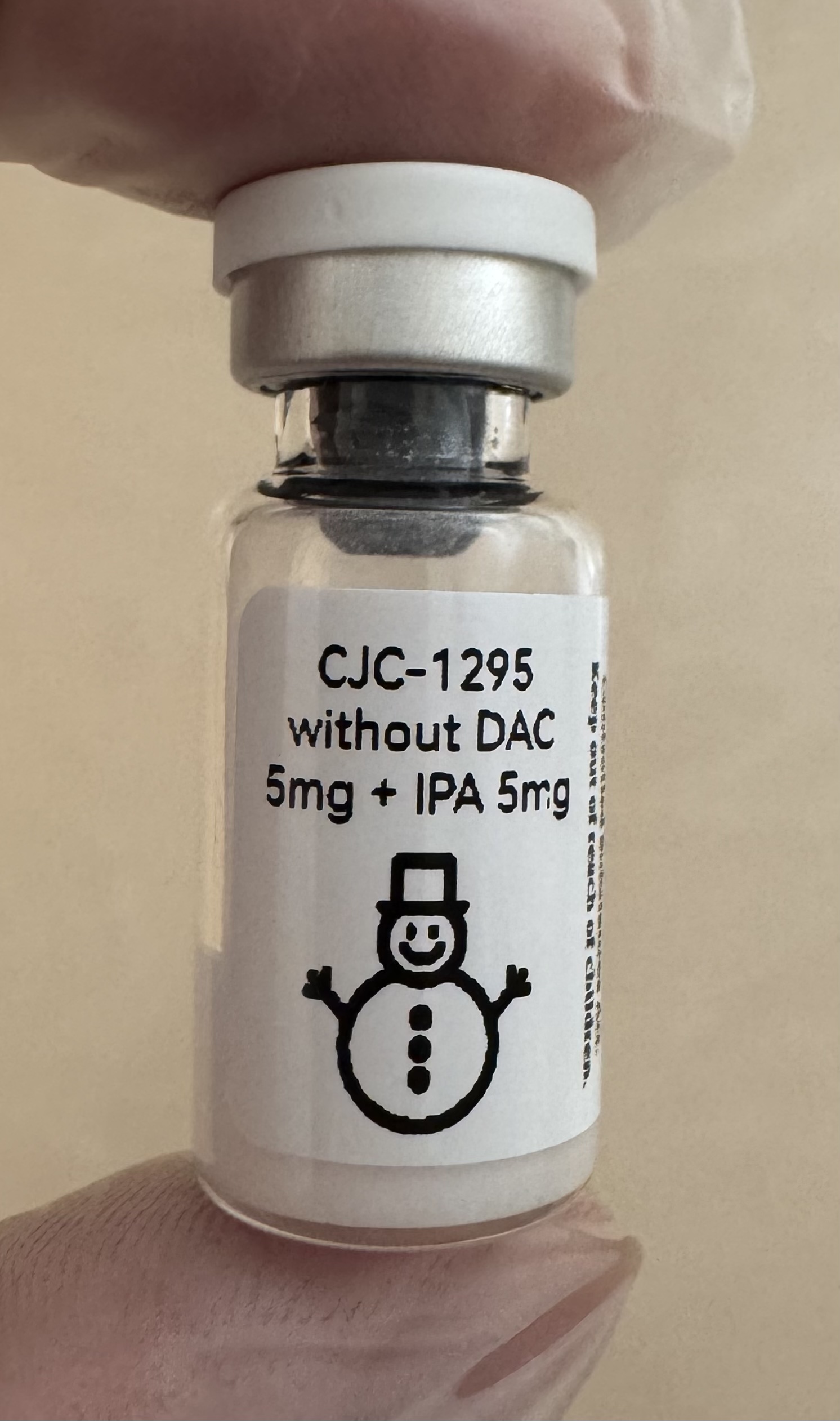 CJC-1295 (no DAC) + Ipamorelin 5mg/5mg freeze-dried research vial with the snowman label