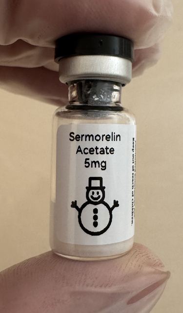 Sermorelin GHRH (1-29) 5mg freeze-dried research vial with the snowman label