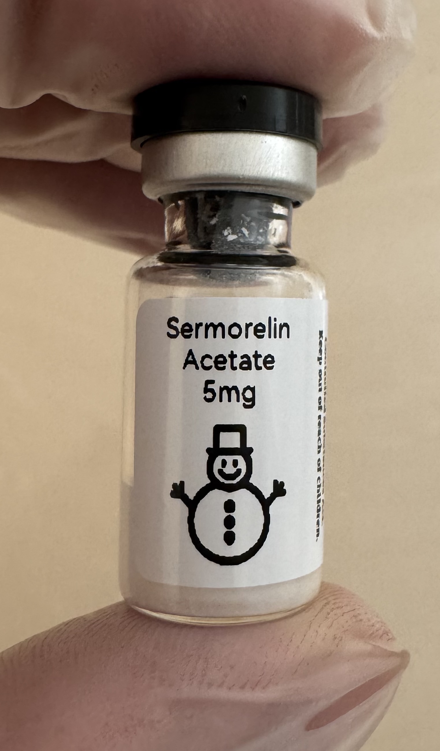 Sermorelin GHRH (1-29) 5mg freeze-dried research vial with the snowman label